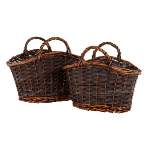 Набор корзин плетеных 2шт. (ива), D39х25х19х24х33см/ D34х20х17х22х30см, коричневый в интернет-магазине флористических аксессуаров Азалия Декор