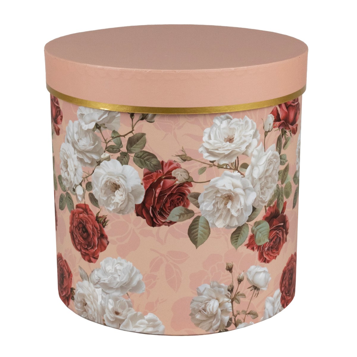 Набор коробок подарочных круглых 3шт, D19,5xH19см, розовый/белый в интернет-магазине флористических аксессуаров Азалия Декор