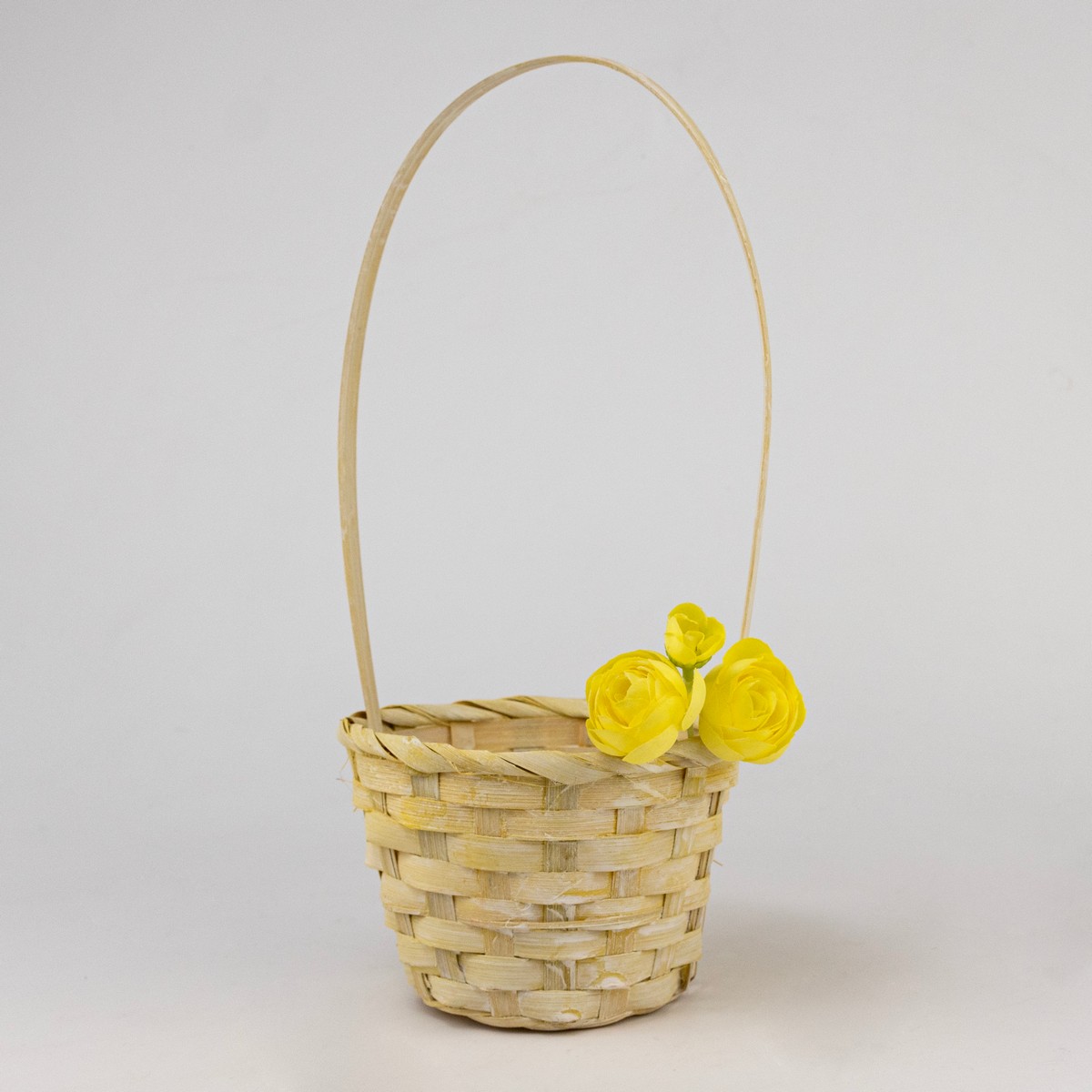 Корзина плетеная (бамбук), D13х9хH30см, лимонный в интернет-магазине флористических аксессуаров Азалия Декор