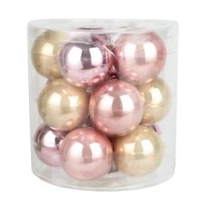 Набор шаров 15шт. в тубе (стекло), D6см, в асс., розовый/белый в интернет-магазине флористических аксессуаров Азалия Декор