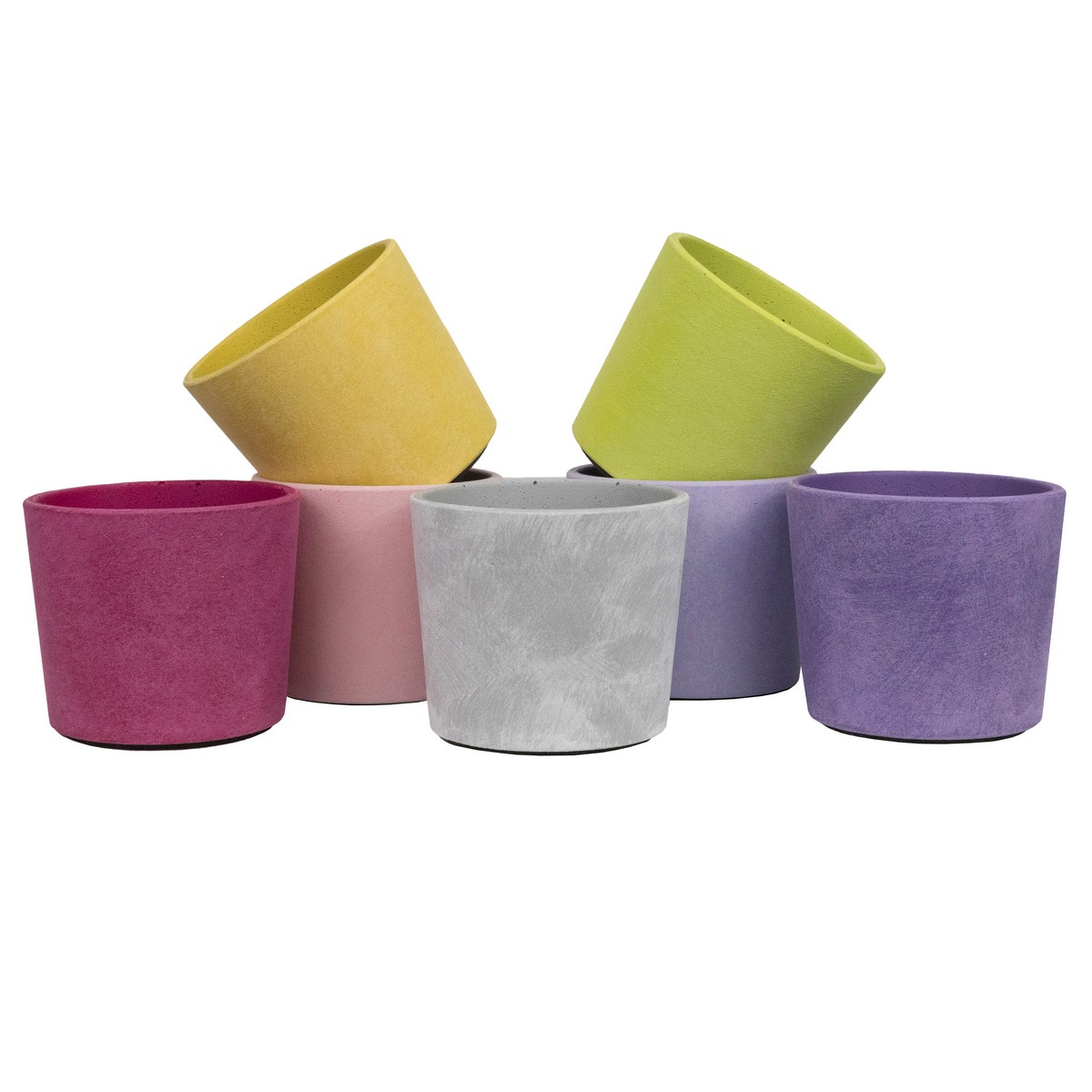 Кашпо Замша Микс яркий (бетон), D18xH16см, 2,7л, цв. в асс. в интернет-магазине флористических аксессуаров Азалия Декор
