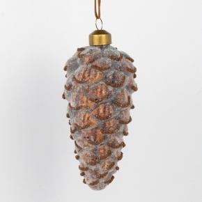 Украшение подвесное Шишка (стекло), Н12х6см, коричневый в интернет-магазине флористических аксессуаров Азалия Декор