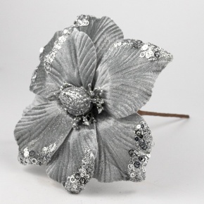 Магнолия с глиттером на вставке, D25см, серый в интернет-магазине флористических аксессуаров Азалия Декор