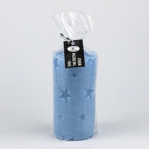 Свеча-столбик Звездопад (19 часов), D6xH10,5см, голубой в интернет-магазине флористических аксессуаров Азалия Декор