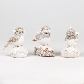 Сувенир Птичка с глиттером (полирезин), Н8х7,5х4,5см, в асс., серый в интернет-магазине флористических аксессуаров Азалия Декор