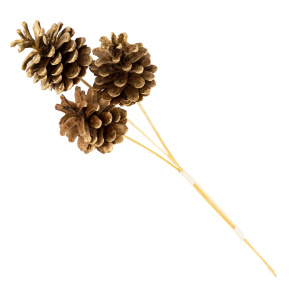 Набор шишек на вставке 3шт., 6х40см, золотой в интернет-магазине флористических аксессуаров Азалия Декор