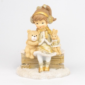 Сувенир Девочка (полирезин), H13x10,5x6см, золотой в интернет-магазине флористических аксессуаров Азалия Декор