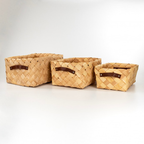 Набор ящиков плетеных 3шт. (сосна), 39х30xH19см, натуральный в интернет-магазине флористических аксессуаров Азалия Декор