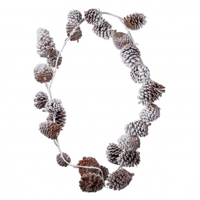 Гирлянда из шишек заснеженная, 180см, коричневый в интернет-магазине флористических аксессуаров Азалия Декор