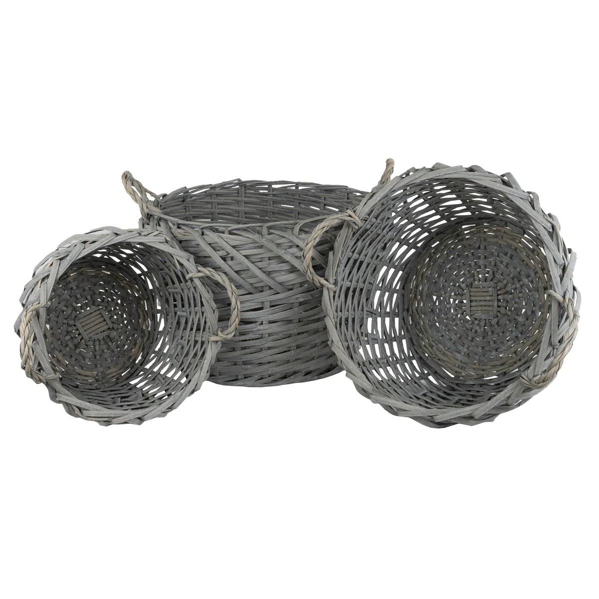 Набор корзин плетеных 3шт. (ива), D51x33хH41см, серый в интернет-магазине флористических аксессуаров Азалия Декор