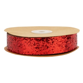 Лента Глиттер (полиэстер), 25 мм 10 м, красный в интернет-магазине флористических аксессуаров Азалия Декор