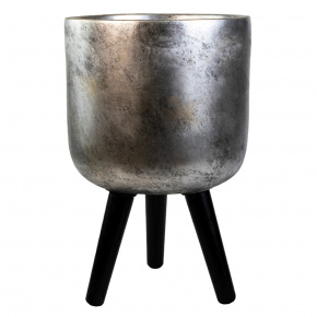 Кашпо на подставке Стоун (файбергласс), D37xH66,5см, серебряный в интернет-магазине флористических аксессуаров Азалия Декор