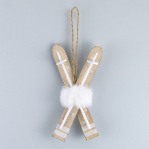 Украшение подвесное Лыжи (дерево), H12,5x6x2см, в асс., коричневый в интернет-магазине флористических аксессуаров Азалия Декор