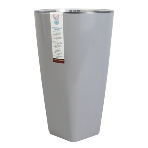 Кашпо Грейс со вставкой (пластик), D15xH25см, 2,7л, серый в интернет-магазине флористических аксессуаров Азалия Декор