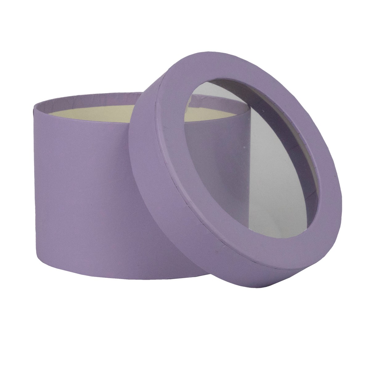 Коробка подарочная круглая, D12,5xH8,5см, сиреневый в интернет-магазине флористических аксессуаров Азалия Декор