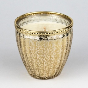 Свеча в стакане с ароматом Ванильная карамель (стекло), H10xD10,5см, золотой в интернет-магазине флористических аксессуаров Азалия Декор