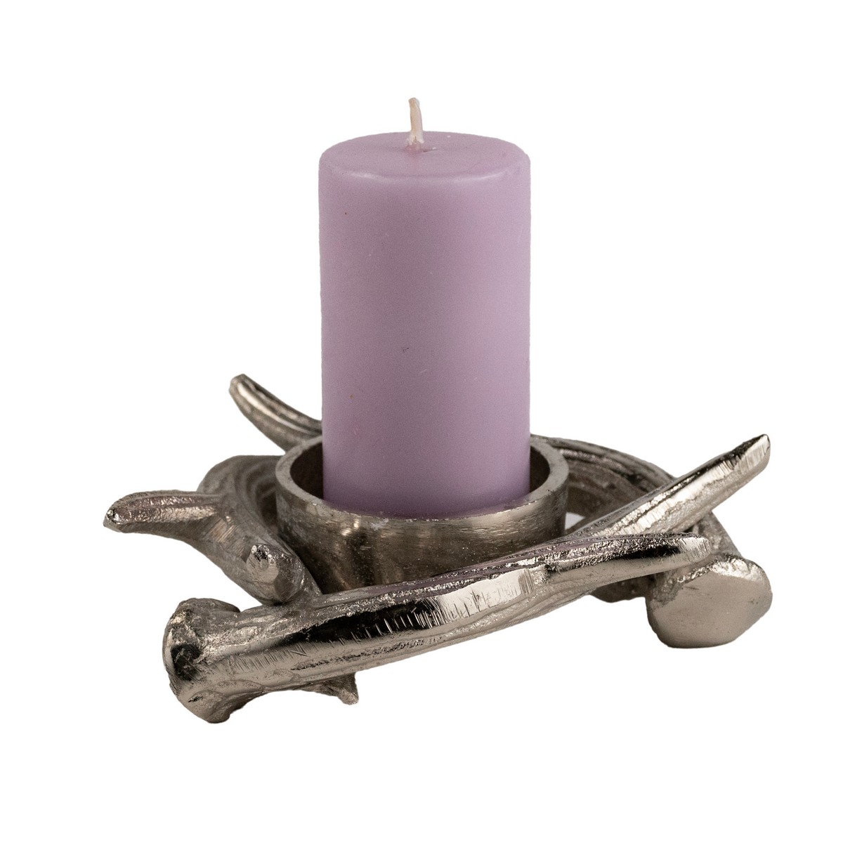 Подсвечник Рог (металл), H6x13x13см, серебряный в интернет-магазине флористических аксессуаров Азалия Декор
