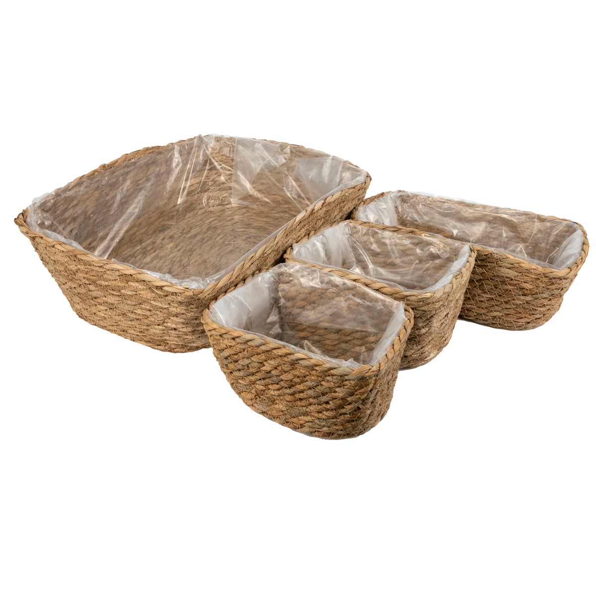 Набор корзин плетеных 4шт. (растительный материал), 37х31хH12см, натуральный в интернет-магазине флористических аксессуаров Азалия Декор