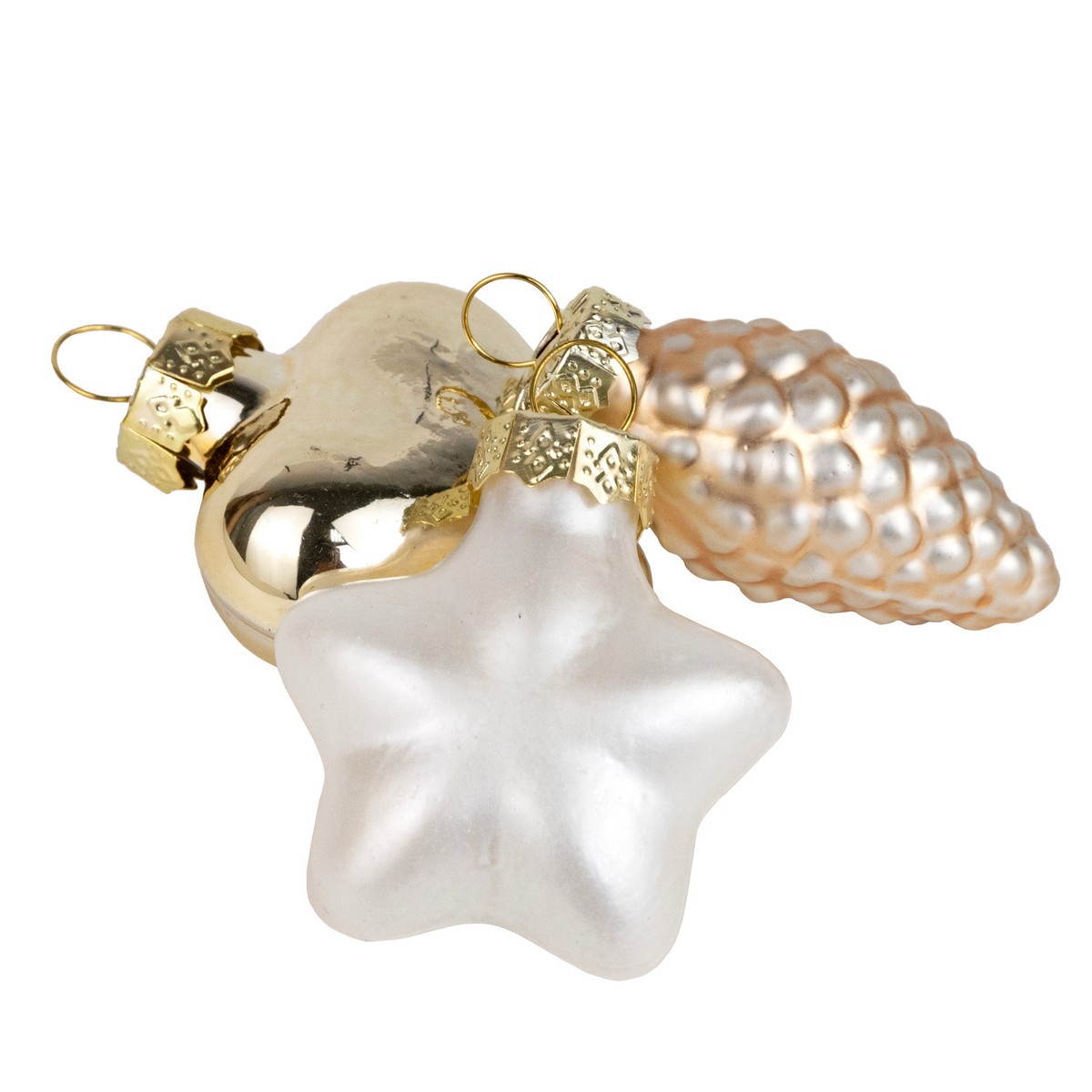 Набор подвесных украшений в тубе (стекло) 12шт., 4см, шампань в интернет-магазине флористических аксессуаров Азалия Декор