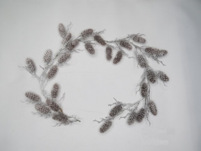 Гирлянда из шишек заснеженная, 150см, коричневый в интернет-магазине флористических аксессуаров Азалия Декор