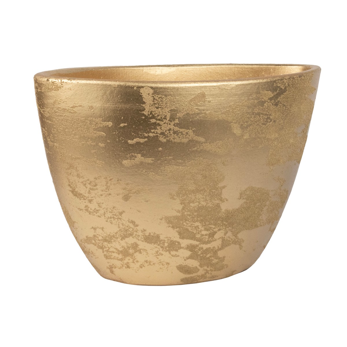 Кашпо Лодка (керамика), D23xН15см, золотой в интернет-магазине флористических аксессуаров Азалия Декор