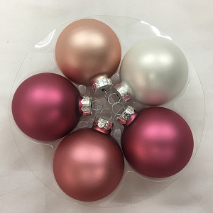 Набор шаров 6шт. в тубе (стекло), D8см, микс роз./серебр. в интернет-магазине флористических аксессуаров Азалия Декор