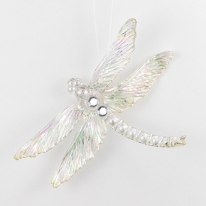 Украшение подвесное Стрекоза (пластик), 11,5х13см, перламутровый в интернет-магазине флористических аксессуаров Азалия Декор