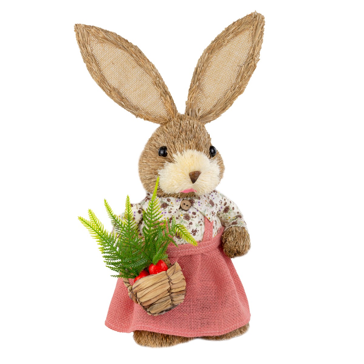 Сувенир Заяц Мальчик/Девочка (пенопласт/трава), H46см, в асс., коричневый в интернет-магазине флористических аксессуаров Азалия Декор