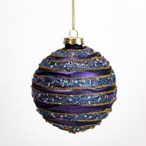 Украшение подвесное Шар (стекло), D10см, сиреневый в интернет-магазине флористических аксессуаров Азалия Декор