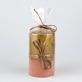 Свеча-столбик (30 часов), D6xH10см, золотой в интернет-магазине флористических аксессуаров Азалия Декор