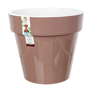 Кашпо Порто со вставкой (пластик), D27,5хH25см, 9л, мокко в интернет-магазине флористических аксессуаров Азалия Декор