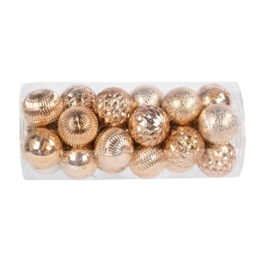 Набор шаров в тубе 16шт. (пластик), D4см, золотой в интернет-магазине флористических аксессуаров Азалия Декор