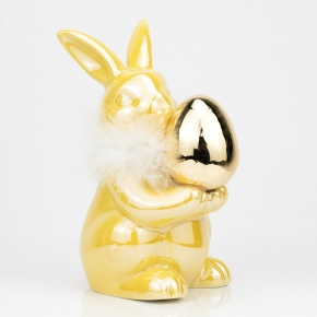 Сувенир Кролик (керамика), H14x10x7,5см, желтый в интернет-магазине флористических аксессуаров Азалия Декор