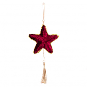 Украшение подвесное Звезда с кисточкой, H20х6х4см, красный в интернет-магазине флористических аксессуаров Азалия Декор