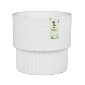 Кашпо со вставкой Бостон (пластик), D13xH12,5см, 1,5л, белый в интернет-магазине флористических аксессуаров Азалия Декор