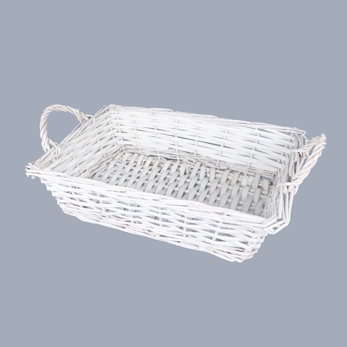 Поднос плетеный прямоугольный (ива), 38x28xH10см, отбеленный в интернет-магазине флористических аксессуаров Азалия Декор