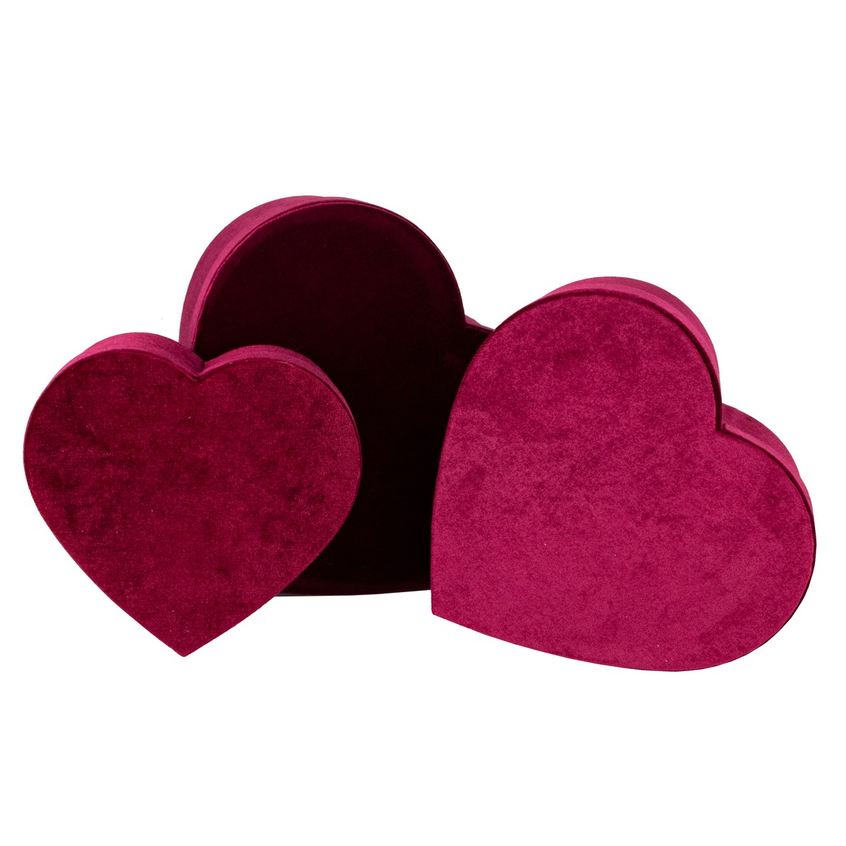 Набор коробок Сердце 3шт., 30х27,5х6,6см, бордовый в интернет-магазине флористических аксессуаров Азалия Декор