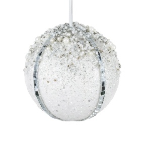 Украшение подвесное Шар, D10см, белый в интернет-магазине флористических аксессуаров Азалия Декор
