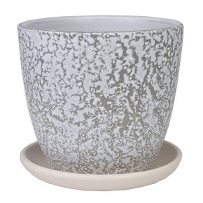 Цв. горшок с поддоном Маджента (керамика), D21xH19см, 4,2л, белый в интернет-магазине флористических аксессуаров Азалия Декор