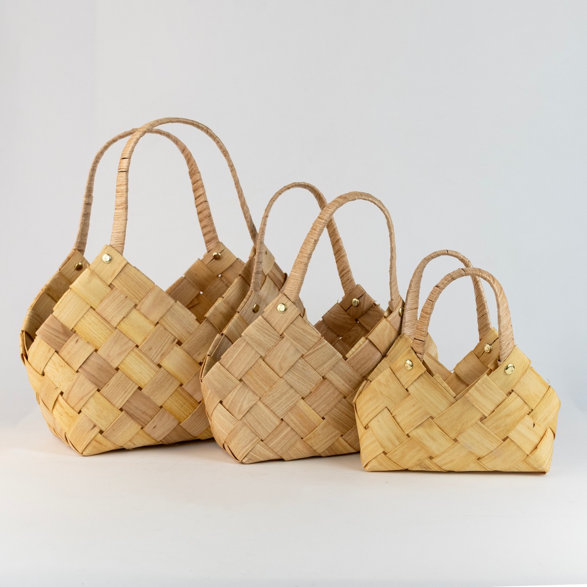 Набор корзин плетеных Сумка 3шт. (секвойя), 28x18x19xН30см, натуральный в интернет-магазине флористических аксессуаров Азалия Декор