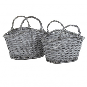 Набор корзин плетеных 2шт. (ива), D39х25х19х24х33см/ D34х20х17х22х30см, серый в интернет-магазине флористических аксессуаров Азалия Декор