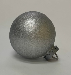 Украшение Шар с глиттером (пластик), D15см, серебряный в интернет-магазине флористических аксессуаров Азалия Декор