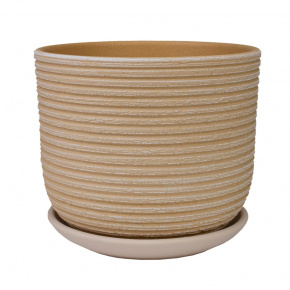 Цв. горшок с поддоном Лоза (керамика), D12xH10см, 0,8л, бежевый в интернет-магазине флористических аксессуаров Азалия Декор