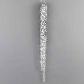 Украшение подвесное Сосулька с глиттером (пластик), 30см, прозрачный/серебряный в интернет-магазине флористических аксессуаров Азалия Декор