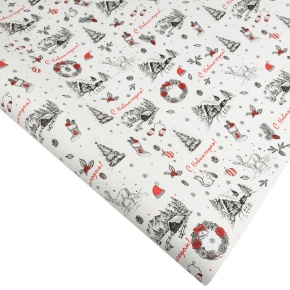 Бумага упаковочная крафт Деревенька 60гр, 72 см 10 м, белый/красный в интернет-магазине флористических аксессуаров Азалия Декор