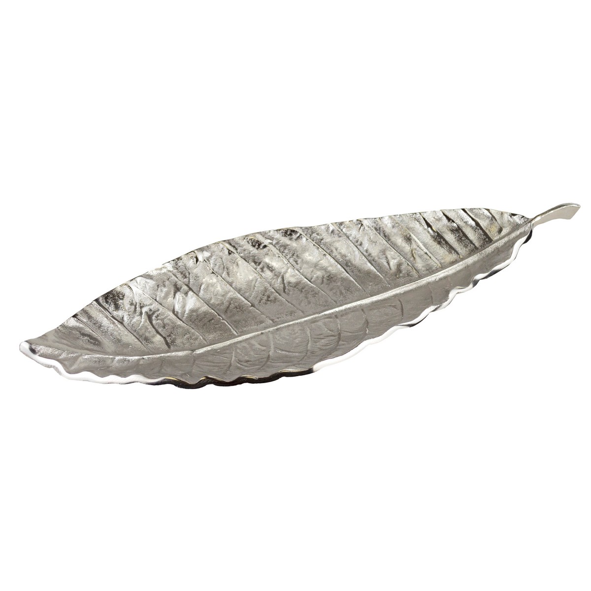 Блюдо Лист (металл), 52х19хH6см, серебряный в интернет-магазине флористических аксессуаров Азалия Декор