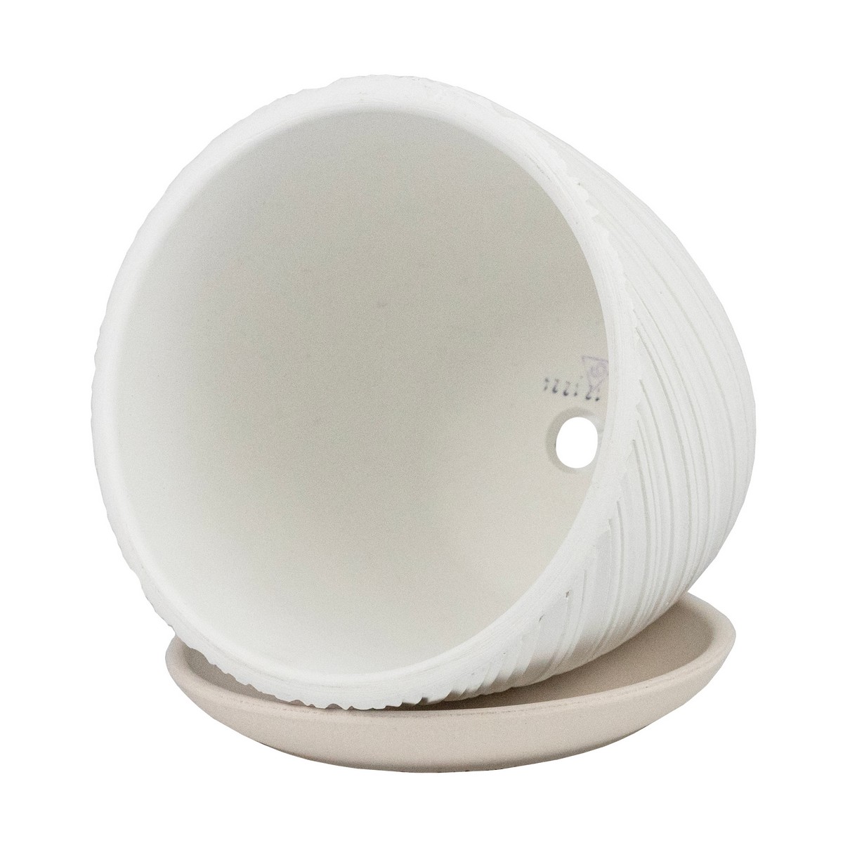 Цв. горшок с поддоном Солома (бетон), D18xH15см, 2,15л, белый в интернет-магазине флористических аксессуаров Азалия Декор