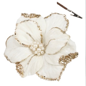 Магнолия на прищепке, D20см, белый в интернет-магазине флористических аксессуаров Азалия Декор