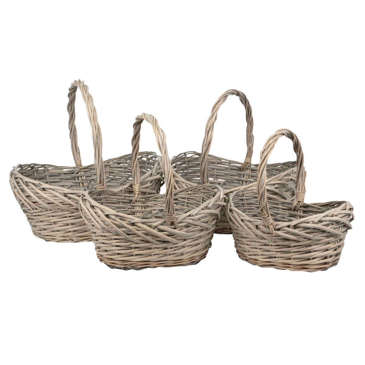 Набор корзин плетеных 4шт. (ива), 49x39x17/22xH47см, серый в интернет-магазине флористических аксессуаров Азалия Декор