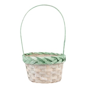 Корзина плетеная (бамбук), D17x9xH30см, зеленый в интернет-магазине флористических аксессуаров Азалия Декор